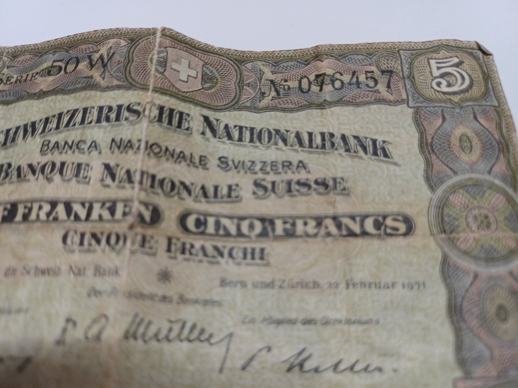 Banconote: Schweizer Note 5 Franken 1951 - Rarität! – Usato da Buchs AG venduto da Cheap7 2
