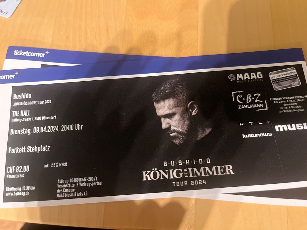Bushido Stehplatztickets The Hall (Neu (gemäss Beschreibung)) in ...