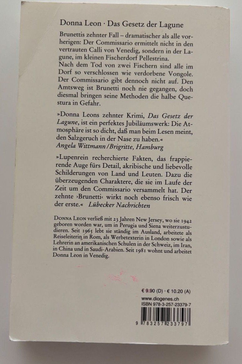 Libri: Donna Leon Das Gesetz der Lagune - Brunettis 10. Fall – Usato da Wettingen venduto da Licht08 1