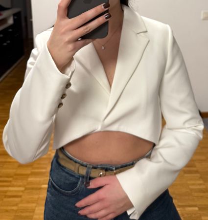 Veste courte blanche Zara, taille S, neuve avec étiquette
