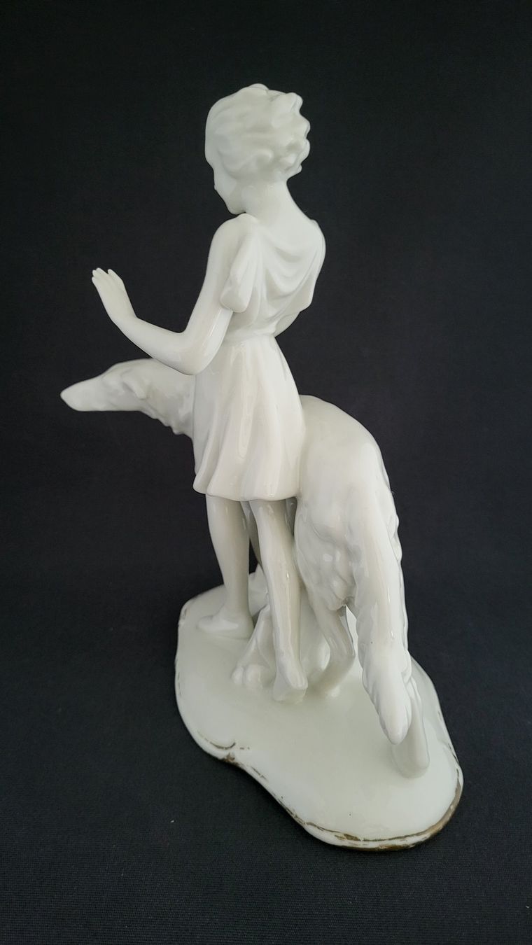 Statuette: Art Deco-Figur DAME MIT WINDHUND – Usato da Basel venduto da spinne02 2
