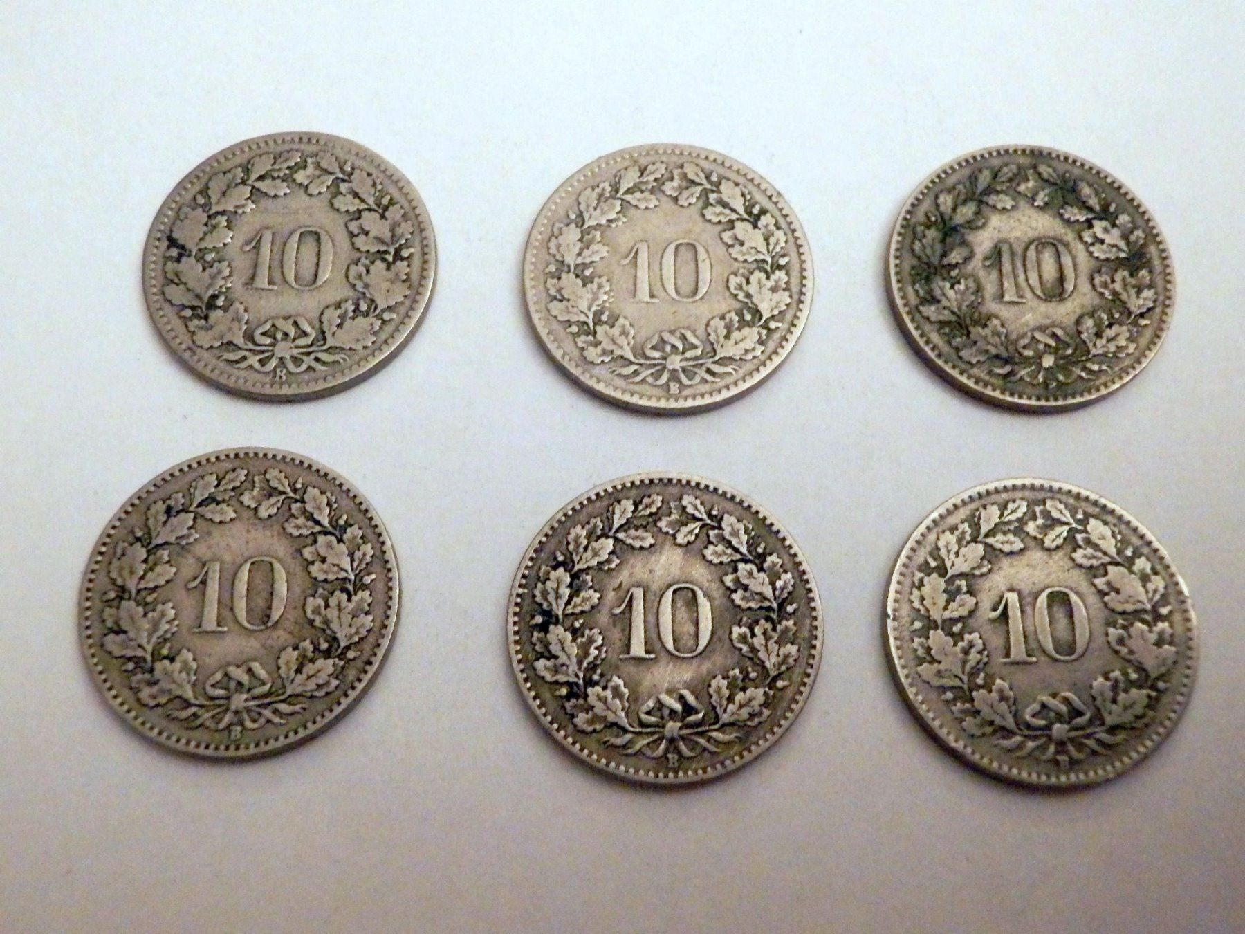 Alle Münzen: Lot 10Rp, 1895 - 1920, diverse, s - ss – Gebraucht aus Ueberstorf von dinbau 9