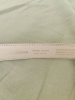 Suede cream leather belt with golden buckle 