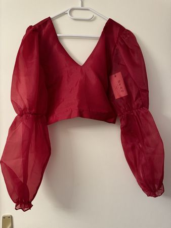 Blouse rouge NAKD à manches bouffantes -