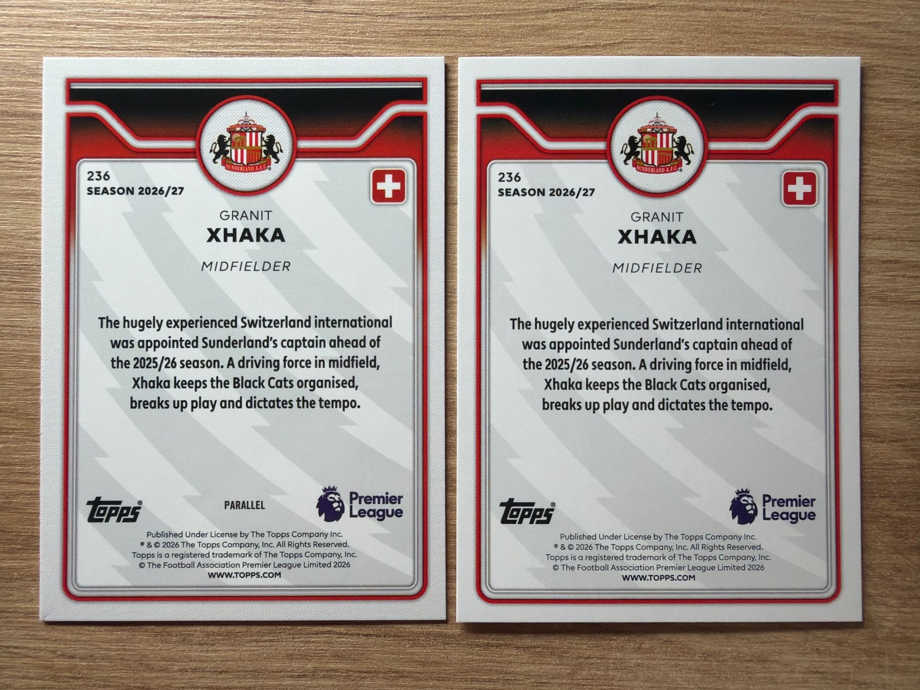 Topps Carte collezionabili: Soccer Granit Xhaka PARALLEL & Base Topps PL 26/27 – Usato da Netstal venduto da Clutch79Cardz 1