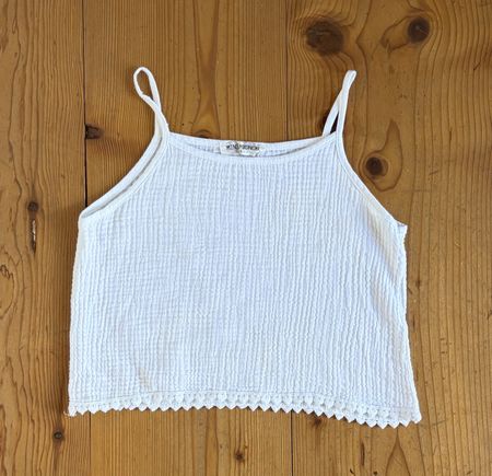 Top débardeur blanc dentelle et gaz de coton NEUF T.12ans