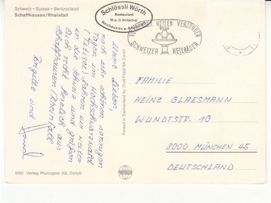 Cartoline postali: Schaffhausen ca. 1970 – Usato da Bürglen TG venduto da StampGraf 1