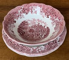 J&G MEAKIN Porz.MERRIE England Geschirr 1 Schüssel, 2Teller