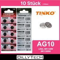 Tinko AG10/LR54/SR1130W Knopfzellenbatterie - 10 Stk.