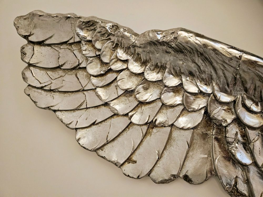 Engelsflügel Wanddekoration (2 Stück) – Metall, Gold, 38 X 100 Cm, Als Wandskulptur Für Wohnzimmer & Schlafzimmer