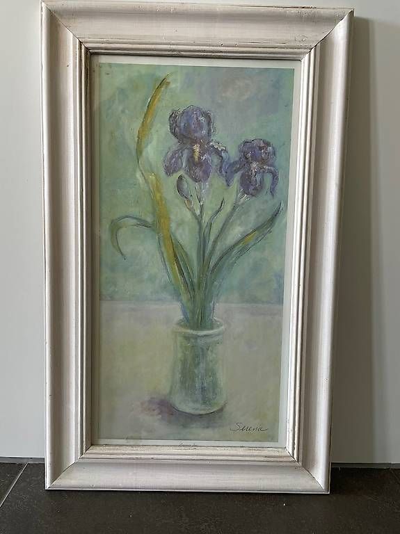 Poster & Bilder: Impressionistischer Druck Iris mit Holzrahmen – Gebraucht aus Brütten von Snowkiwi