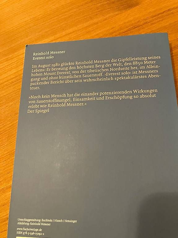Libri: Everest solo von Reinhold Messner – Usato da Kammersrohr venduto da mbs 1