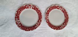 2 Festliche Weihnachtsteller rot/weiss Dekor Teller