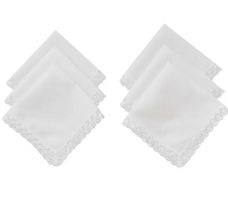 Set Of 6 Handkerchiefs With Lace Trim