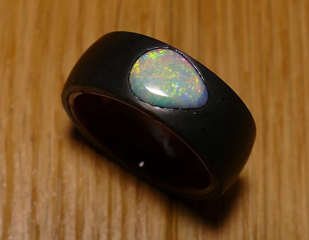 Anelli: Opal Ring Holz/Carbon, Gr.55 Lightning Ridge Australien – Nuovo (secondo la descrizione) da Wilen b. Wil venduto da Tschirio 3