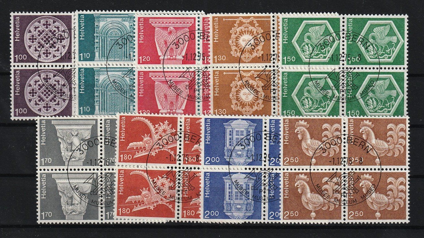 Tutti i francobolli: 1974 Architektur, Nrn. 534-542 – Usato da Jegenstorf venduto da Wintersport