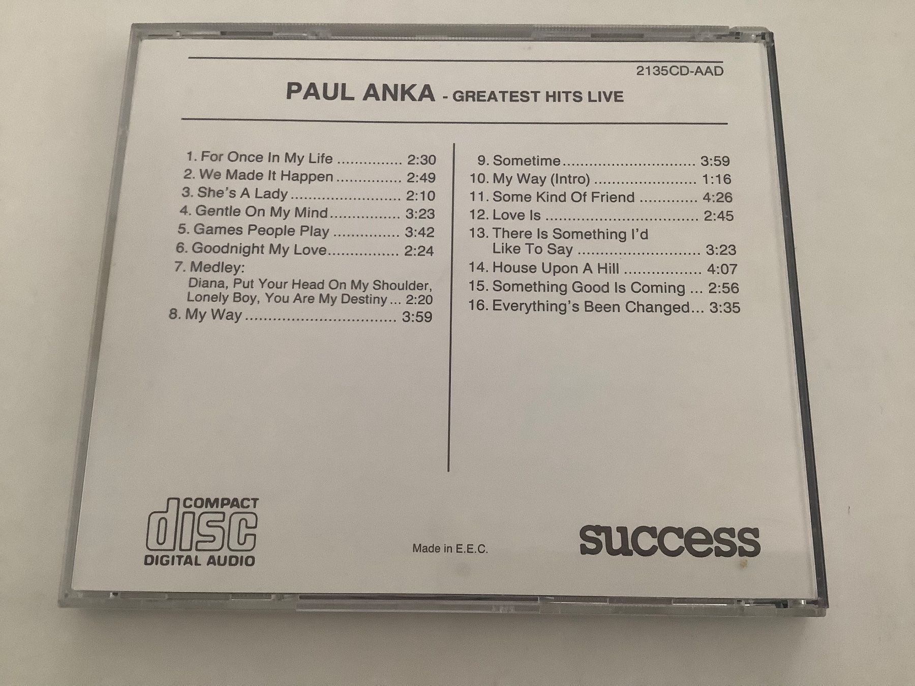 CD: Paul Anka / Greatest Hits - Live – Usato da Dübendorf venduto da Shreck 1