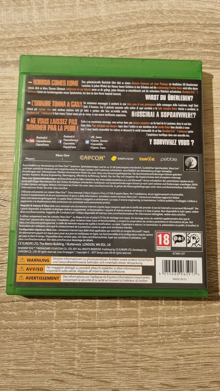 Giochi: Resident Evil VII Biohazard Xbox One – Usato da Hagenbuch ZH venduto da lecterr55 2