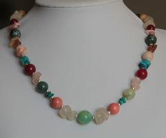 AUS NACHLASS: Multi Color Edelstein Schmuck Kette Collier