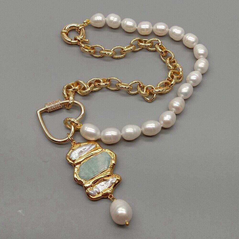 Catenine: Lua Herz Amazonit Perlen Halskette Perle Biwa 48 cm Collier – Nuovo (secondo la descrizione) da Prilly venduto da ilyria73