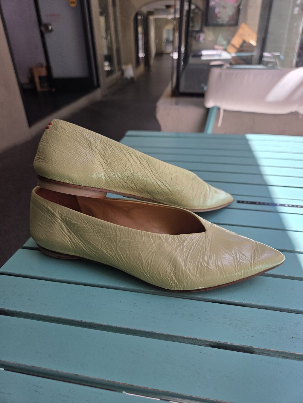 Scarpe da donna: Halmanera Leder-Ballerinas Hellgrün Gr. 39 – Usato da Bern venduto da -Aniko- 2