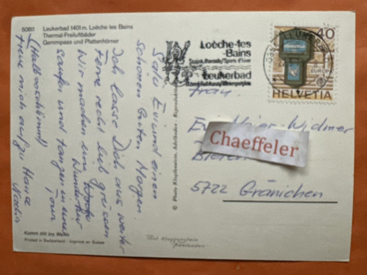 Cartoline postali: 1979  Leukerbad, Thermalbad - Freiluftbäder – Usato da Zürich venduto da Chaeffeler 1