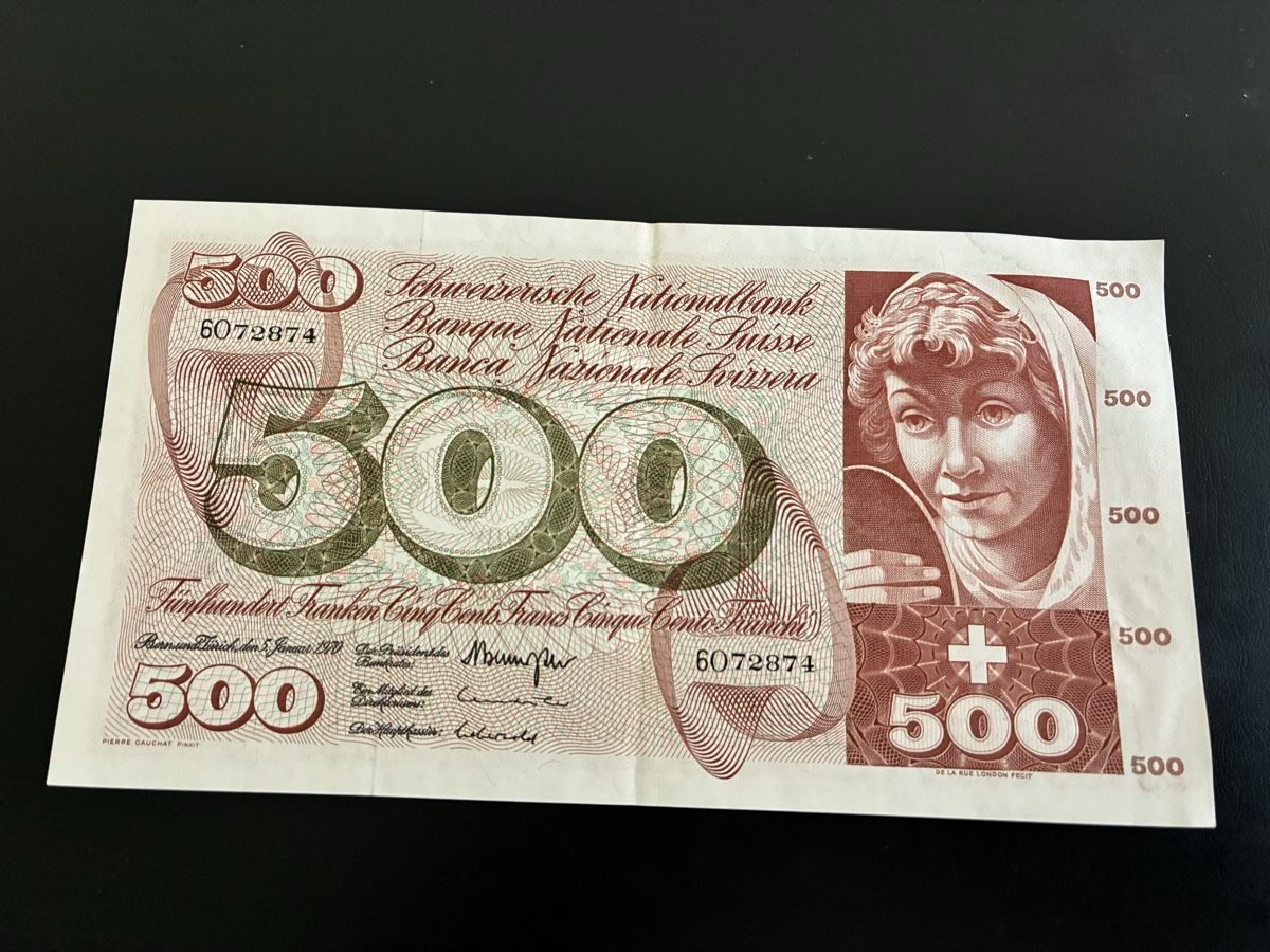Banknoten: 500 Franken 1970 – Gebraucht aus Dällikon von Woldbanknoten 1