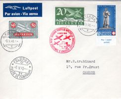 SONDERFLUGPOST ROTES KREUZ MIT MISCHFRANKATUR 1940 - F568