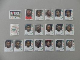 Panini Fussball WM 2006 Elfenbeinküste 188 - 206 Komplett !