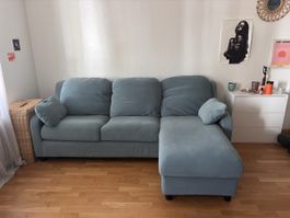 Ecksofa mit Recamiere –blau – sehr guter Zustand