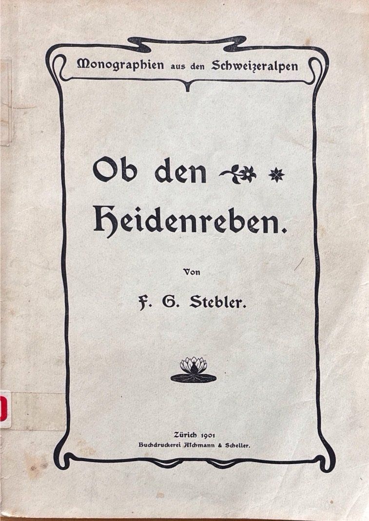 Libri: Stebler F. G., Ob den Heidenreben – Usato da Sarnen venduto da Livres