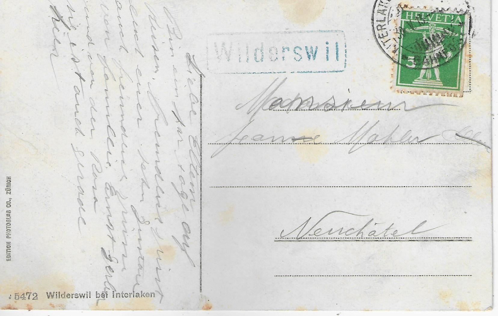 Ansichtskarten: Wilderswil bei Interlaken - Litho – Gebraucht aus Ettingen von Kartenplanet 1