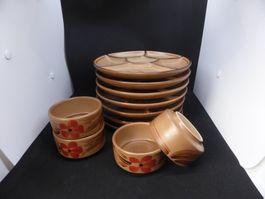 Lot de 7 assiettes et 4 bols pour fondue bourguignonne