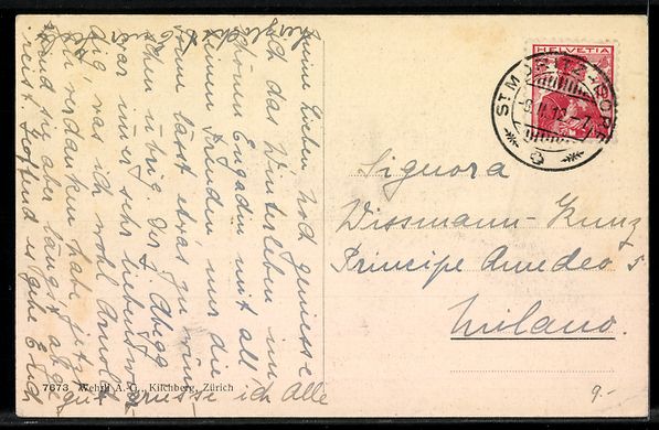 Cartoline postali: AK St. Moritz, Winteransicht mit Kirche und See – Usato da Berlin venduto da bartko-reher 1