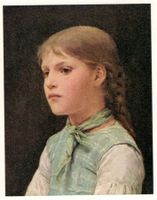 Kunst-AKs, 3 Doppelkärtchen Albert Anker mit Couverts