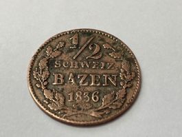 Kantonsmünze Graubünden1/2 Batzen 1836 Schweiz