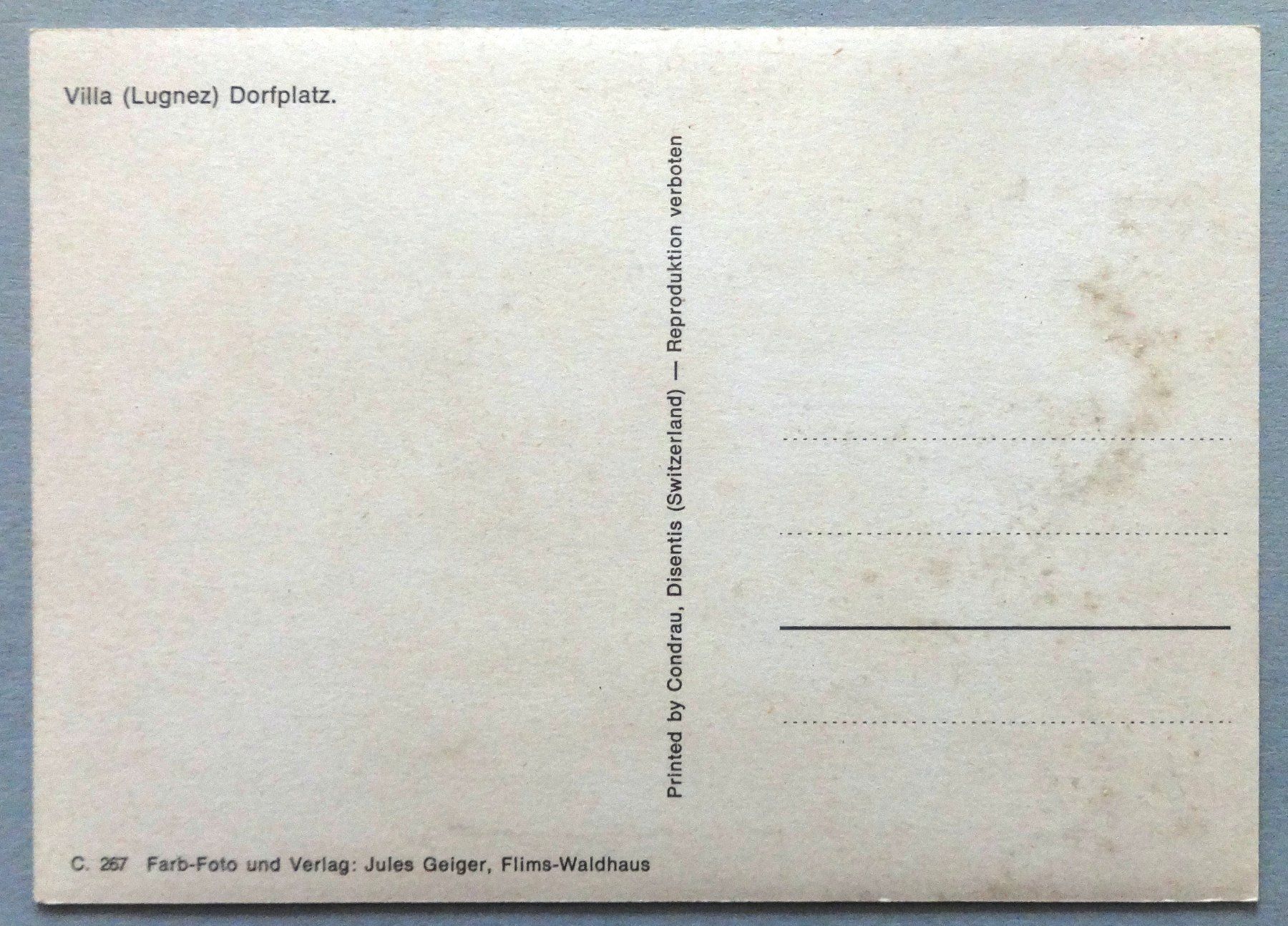 Cartoline postali: Villa (Lugnez), Dorfplatz – Difettoso da Fétigny venduto da Billy2miny 1