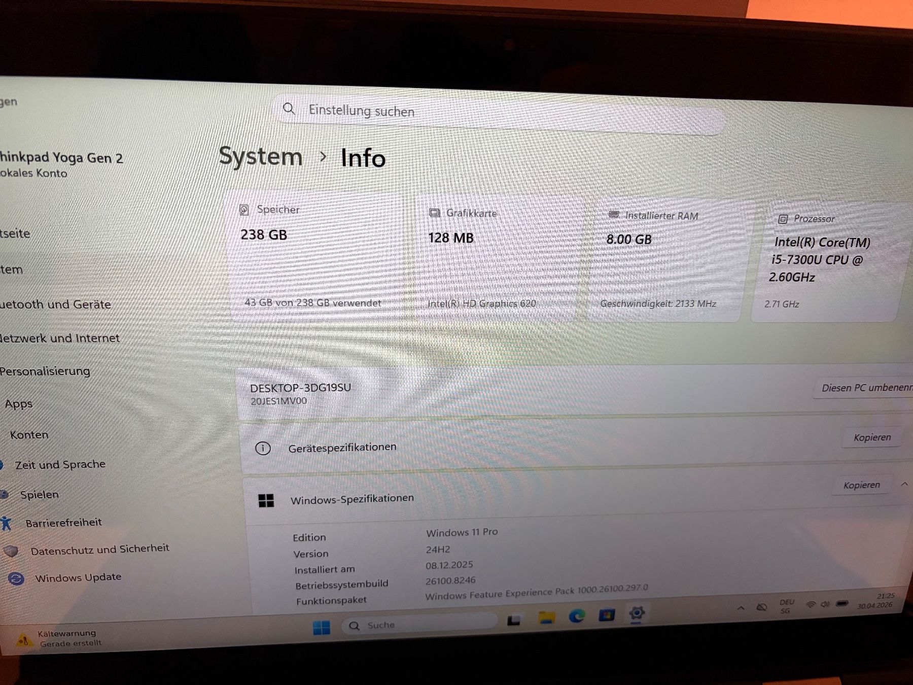 Lenovo Notebook: Lenovo Thinkpad X1 Yoga Gen 2 – Usato da Ebikon venduto da Babylon87 3
