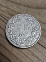 2 Franken 1907 Silber Münze  guter Zustand