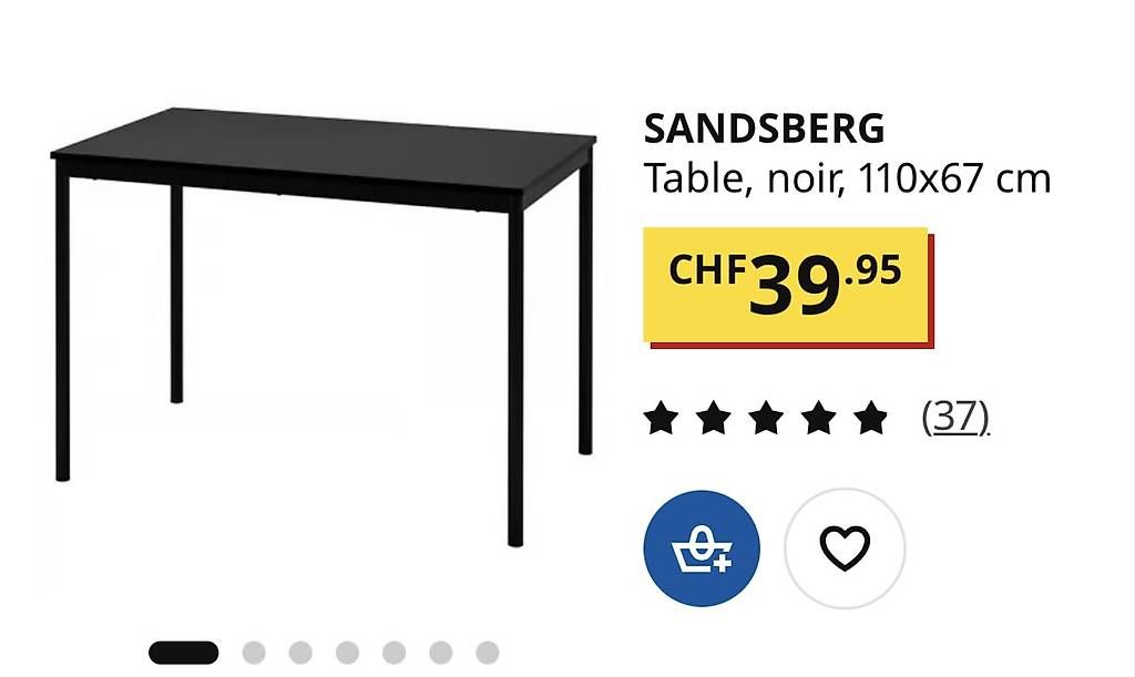 Tavoli: Table à manger 110x67cm noir et 2 chaises noir – Usato da Lausanne venduto da celinech14 3