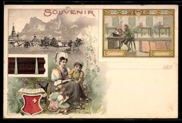 Litho Schwyz, Cacao Suchard, Leute in ei