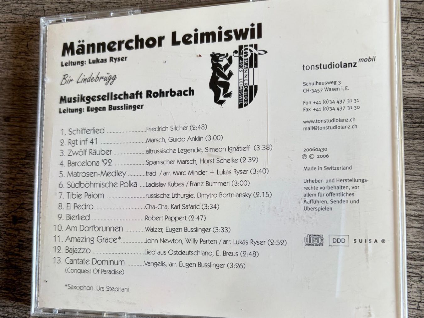 CD: CD Männerchor Leimiswil "Bir Lindebrügg" – Usato da Aarwangen venduto da concorde58 1