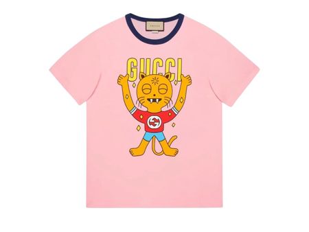 GUCCI  Cat Print Cotton T-Shirt ( S )