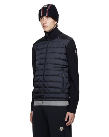 Moncler Navy Puffer Knit Cardigan L