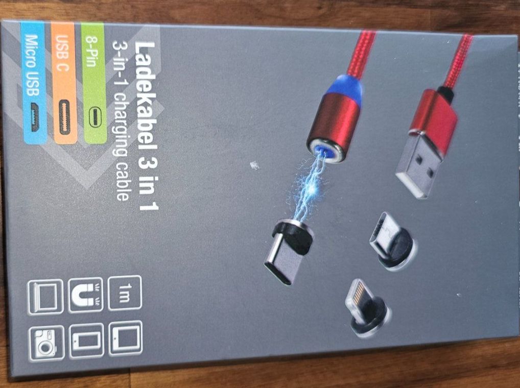 Cavi: Magnetisches 3-in-1 Daten & Ladekabel. Farbe Rot – Nuovo (secondo la descrizione) da Kreuzlingen venduto da UAE 4