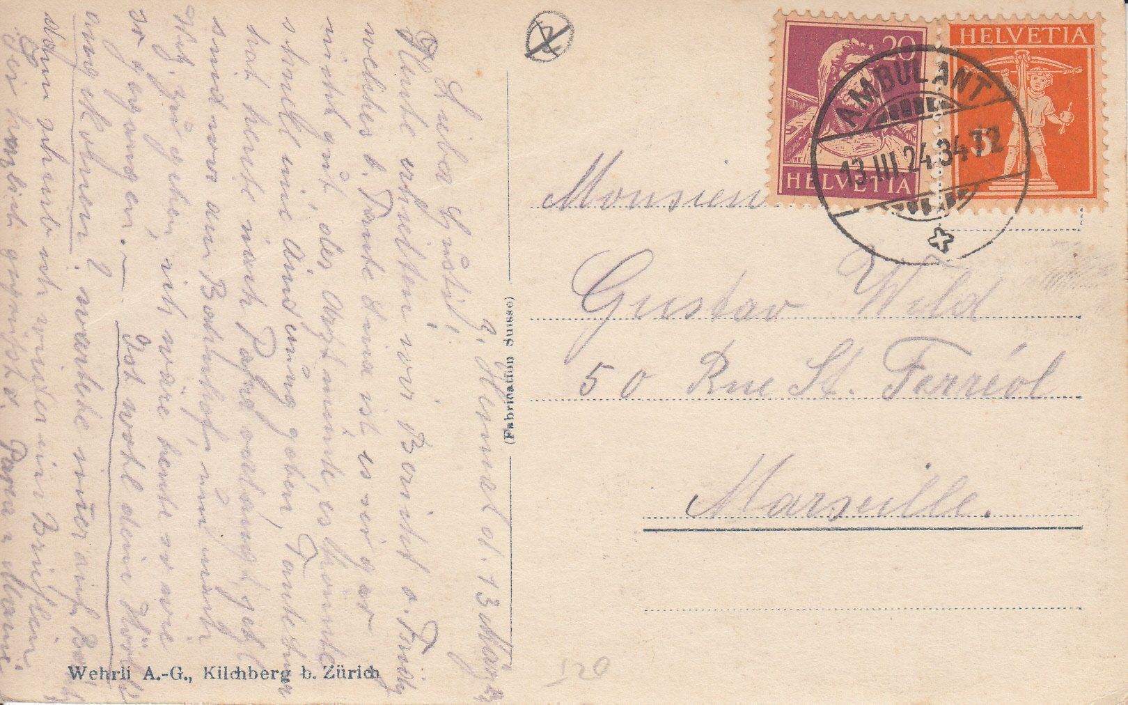 Ansichtskarten: Uster 1924 – Gebraucht aus Bürglen TG von StampGraf 1