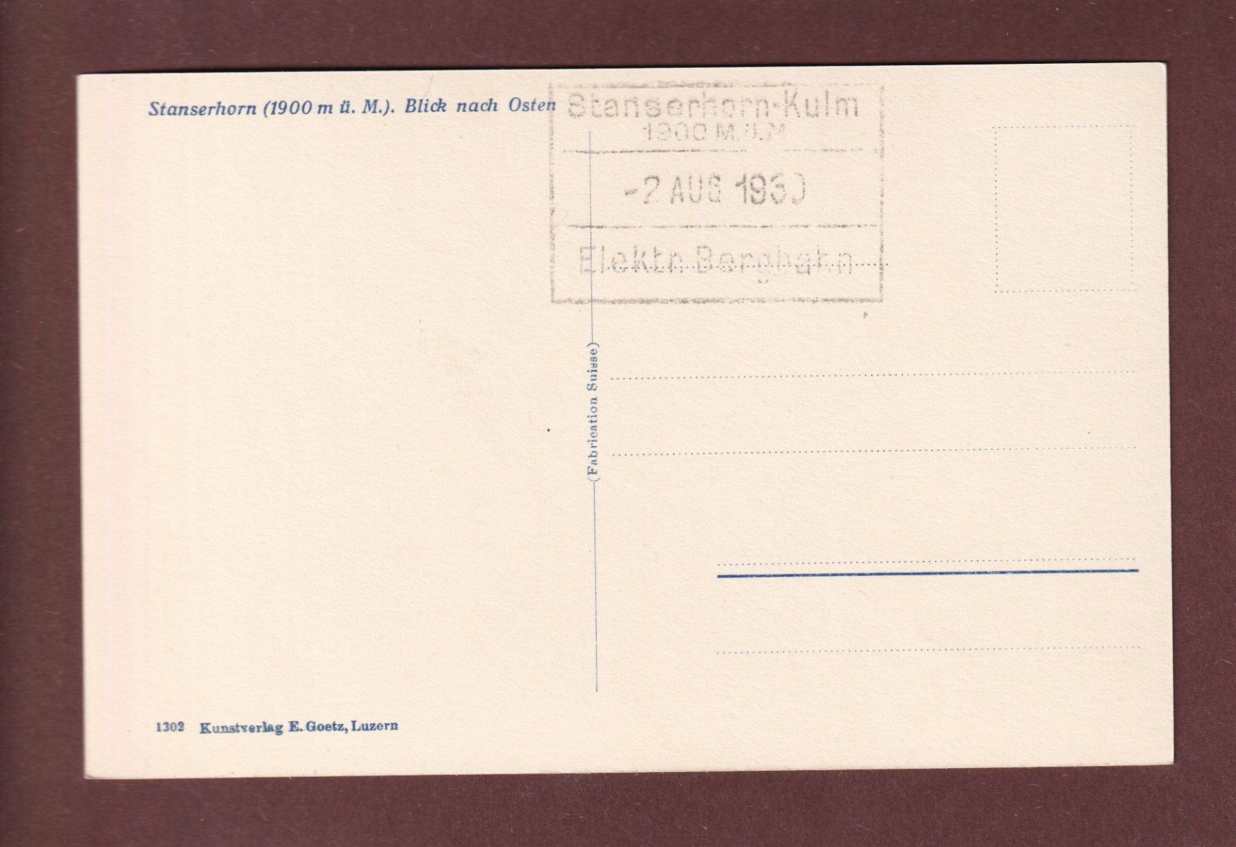 Cartoline postali: STANSERHORN - Blick nach Osten – Usato da Pully venduto da nicecards-shop 1
