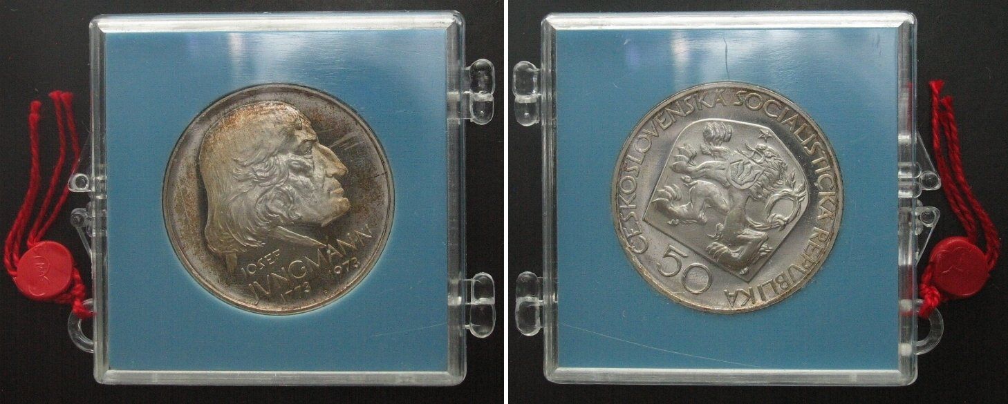 Alle Münzen: CZECHOSLOVAKIA 50 Korun 1973 JOSEF JUNGMANN silver Proof – Gebraucht aus Riehen von sesambestcoins2004