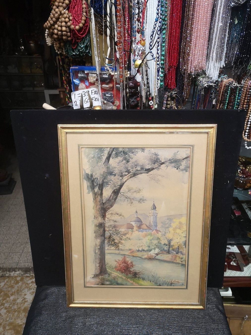 Dipinti: PEINTURE SIGNÉE AVEC SON CACHET – Usato da Genève venduto da Qanil77