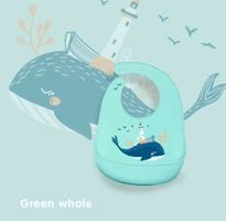 Bavoir Silicone Bébé Baleine Bleue Réglable Imperméable Neuf